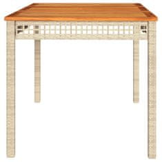 Greatstore Zahradní stůl béžový 140 x 80 x 75 cm polyratan akáciové dřevo