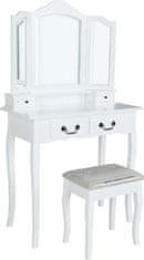 KONDELA Toaletní stolek s taburetem Breezway, bílá
