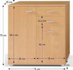 KONDELA Moderní komoda TAMPA 2T2S, buk