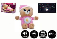 Teddies Medvídek růžový plyš 32cm na baterie se světlem a zvukem v boxu 12m+