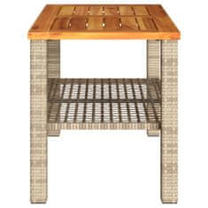 Greatstore Zahradní stolek béžový 70 x 38 x 42 cm polyratan akáciové dřevo