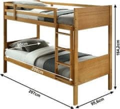 KONDELA Patrová postel, masivní dřevo, dub, MAKIRA