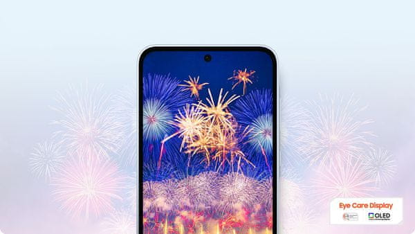 Samsung Galaxy A35 5G, chytrý telefon, vlajková loď velký displej Super AMOLED obnovovací frekvence stabilizace obrazu tři fotoaparáty nejrychlejší 5G připojení 5G internet podpora nejrychlejšího připojení Corning Gorilla Glass Victus+ výkonný telefon IP67 NFC