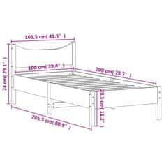 Vidaxl Postel bez matrace bílá 100 x 200 cm masivní borovice