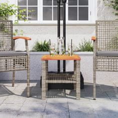Greatstore Zahradní stolek šedý 40 x 40 x 42 cm polyratan akáciové dřevo