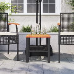 Greatstore Zahradní stolek černý 40 x 40 x 42 cm polyratan akáciové dřevo