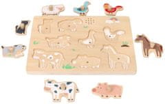 Adam toys Dřevěné zábavné vkládací puzzle se zvukem, Farma