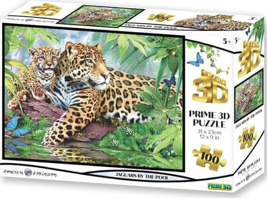 Prime 3D Puzzle Jaguáři u bazénu 3D 100 dílků