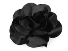 Kraftika 1ks černá brož / ozdoba do vlasů saténový květ 14,5 cm