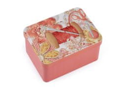 Kraftika 1ks růžová sytá plechová krabička na šití