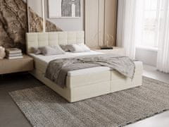 Veneti Čalouněná postel 180x200 ELSIE 2 s úložným prostorem - světle béžová