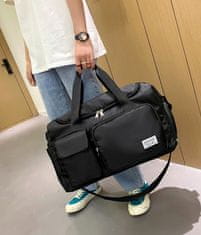 Camerazar Prostorná cestovní taška do posilovny, černá, nylon, 45x29x25 cm