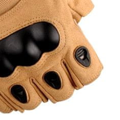Camerazar Pánské poloprsté vojenské rukavice Survival, písková barva, nylon/uhlíková vlákna/guma, velikost XL