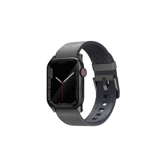 UNIQ Kožený vodotěsný řemínek pro Apple Watch 49/45/44/42 mm, šedý