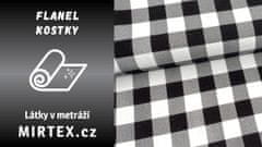 Mirtex Látka FLANEL 165 (K5 kostky velké černo-bílé) -150cm, 1 běžný metr