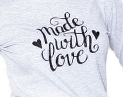 Be MaaMaa Těhotenské triko dlouhý rukáv Made with Love - šedé, vel. XS