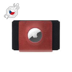 FIXED Kožená peněženka Tiny Wallet for AirTag z pravé hovězí kůže, červená