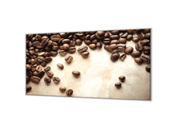 Glasdekor Ochranná deska zrna kávy, vintage podklad - Ochranná deska: 40x40cm, Lepení na zeď: S lepením na zeď