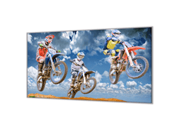 Glasdekor Ochranná deska motocross tři motorky - Ochranná deska: 65x65cm, Lepení na zeď: S lepením na zeď