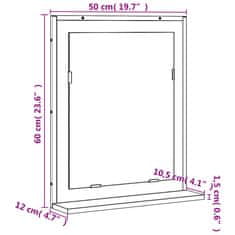 Vidaxl Koupelnové zrcadlo s poličkou kouřový dub 50x12x60 cm kompozit