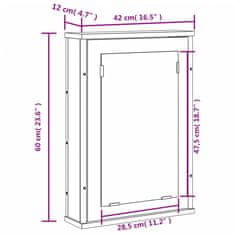 Vidaxl Koupelnová skříňka se zrcadlem kouřový dub 42x12x60 cm kompozit