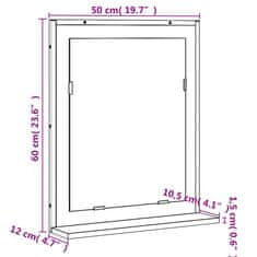 Vidaxl Koupelnové zrcadlo s poličkou hnědý dub 50x12x60 cm kompozit