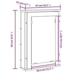 Vidaxl Koupelnová skříňka se zrcadlem šedá sonoma 42x12x60 cm kompozit