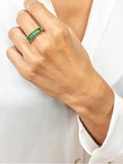 Marc Malone Blyštivý pozlacený prsten se zirkony Leila Green Ring MCR23062G (Obvod 52 mm)
