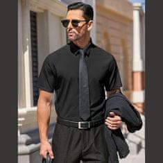 VIVVA® Nemačkavá Pánská košile s krátkým rukávem, Pánské Košile s krátkým rukávem | BRILLSHORT Černá S/M