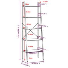 Vidaxl 5patrová stojící police černá 56 x 35 x 174 cm