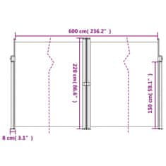 Vidaxl Zatahovací boční markýza tmavě zelená 220 x 600 cm