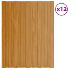 Vidaxl Střešní panely 12 ks pozinkovaná ocel světlé dřevo 60 x 45 cm