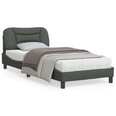 shumee Rám postele s LED osvětlením tmavě šedý 90 x 190 cm textil