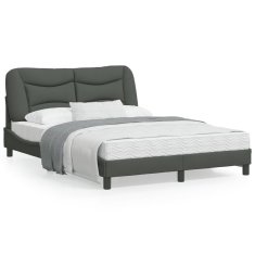 shumee Rám postele s čelem tmavě šedý 140x190 cm textil