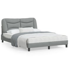 shumee Rám postele s čelem světle šedý 140x190 cm textil