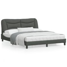 shumee Rám postele s čelem tmavě šedý 160x200 cm textil