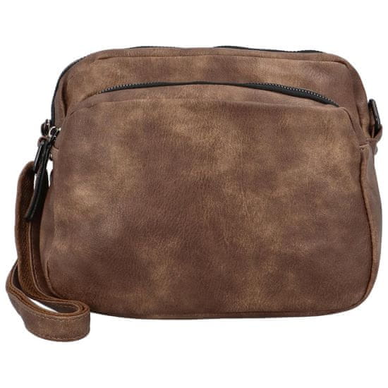 Paolo Bags Příjemná dámská koženková crossbody Silvester, tmavě hnědá