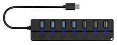 Connect IT Mighty Switch 2 USB-A hub, (4xUSB-A 3.0, 3xUSB-A 2.0), externí, černý (CHU-5410-BK)