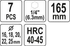 YATO Sada vrtáků do dřeva HEX 16-25mm