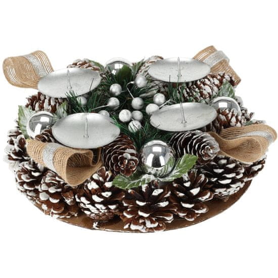 Home&Styling Adventní svícen věnec, ? 22 cm barva stříbrná