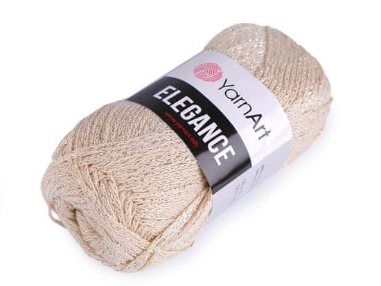 Pletací příze Elegance lurex 50 g - (119) béžová světlá stříbrná