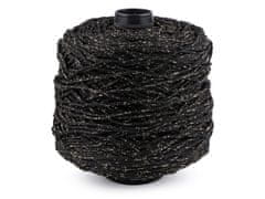 Pletací příze Thay s lurexem, macrame 500 g - (50) černá zlatá