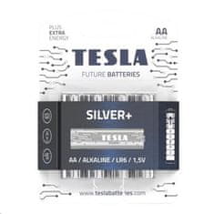 TESLA SILVER+ alkalická baterie AA (LR06, tužková, blister) 4 ks