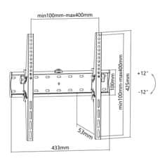 Stell polohovatelný držák slim na TV 30"- 60" SHO 3300, nosnost 40kg - černá