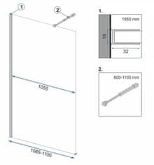 REA Zástěna walk-in Aero Black 110 REA-K6597 - Rea