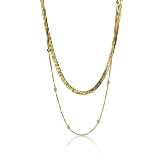 Marc Malone Dvojitý pozlacený náhrdelník Evangeline Gold Necklace MCN23089G