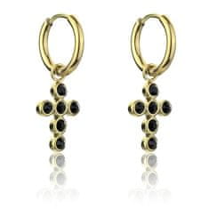 Marc Malone Pozlacené náušnice s křížky Avianna Black Earrings MCE23120G