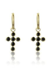 Marc Malone Pozlacené náušnice s křížky Avianna Black Earrings MCE23120G