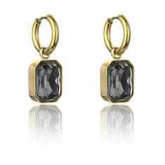 Marc Malone Pozlacené náušnice s černými kamínky Royalty Grey Earrings MCE23150G