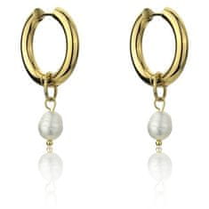 Marc Malone Pozlacené náušnice s perlami Alexandria White Earrings MCE23118G